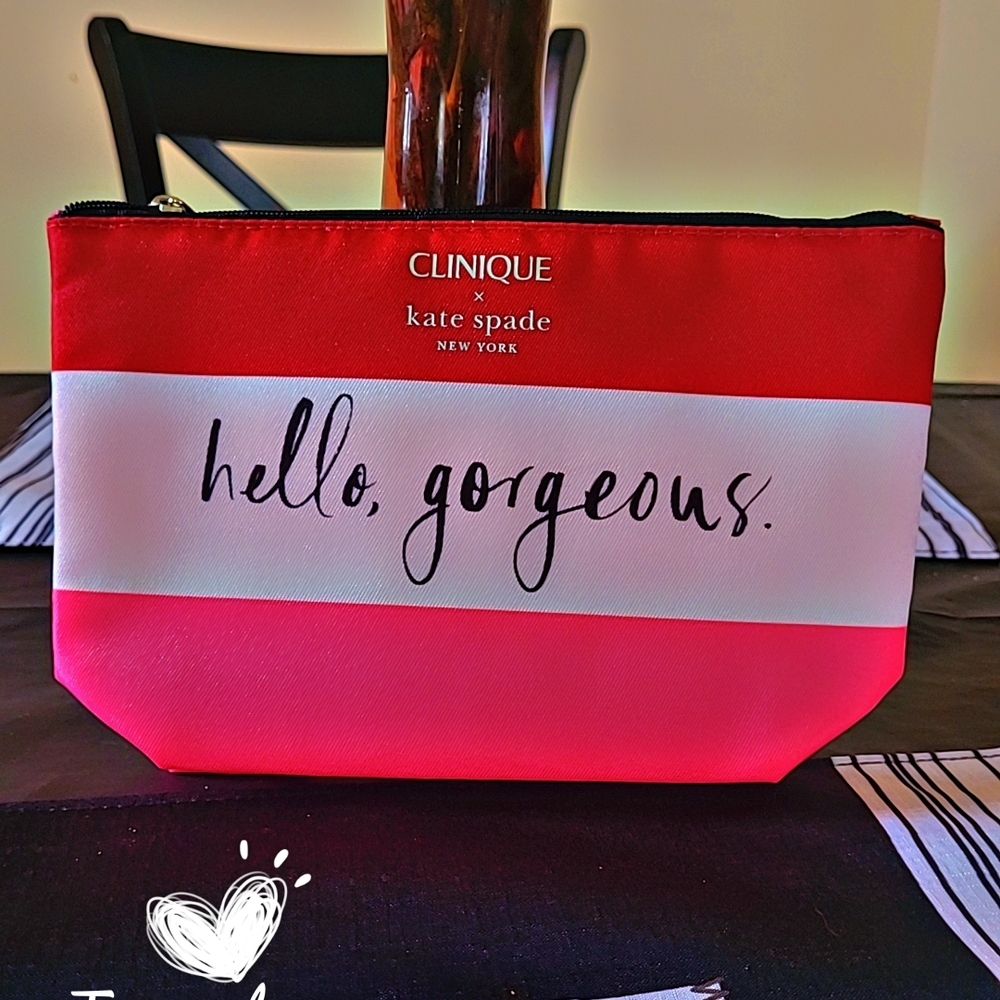 kate spade Red and White Cosmetic Bag